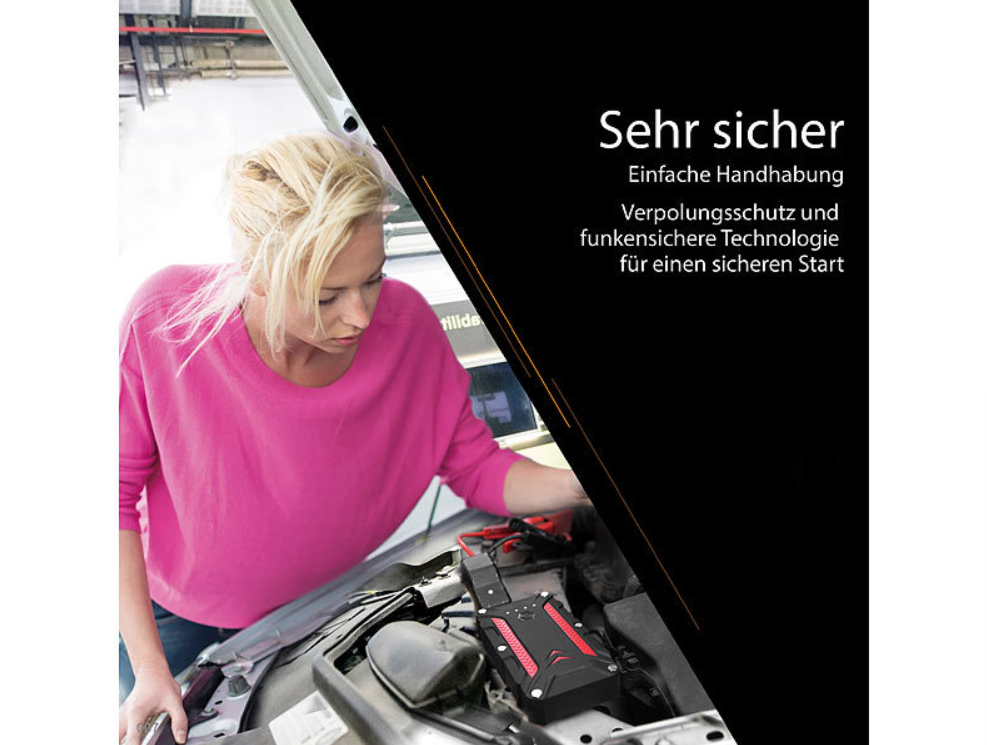2 i 1: kraftbank og kjøretøystarter - 12 Ah - 1200 A - kraftstasjon - nødstrøm - nødstarter - autostarter - autostarthjelp - hoppstarter - nødstarthjelper - autostrong - nødstrømforsyning