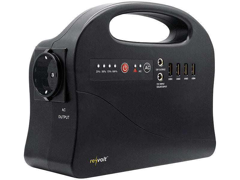 Premium nødgenerator kraftbank med store solcellepaneler 30000 mAh og 120 watt kraftstasjon med stikkontakt