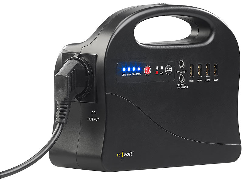 Premium nødgenerator kraftbank med store solcellepaneler 30000 mAh og 120 watt kraftstasjon med stikkontakt