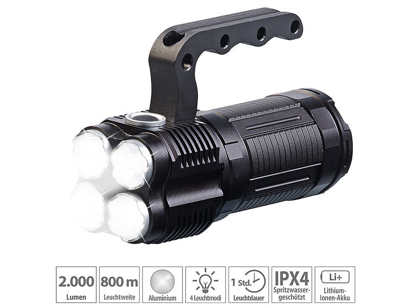 LED lommelykt/håndlampe 2000 lumen