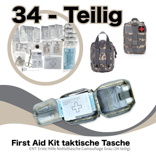 Førstehjelpssett - 34 deler - IFAK-sett - Nødsett/Emergency Kit - Førstehjelpssett
