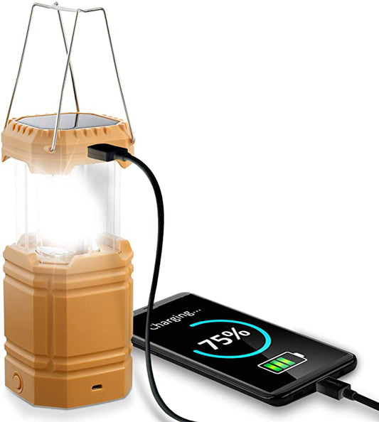 Solar Camping Håndsveiv Lantern, bærbar Ultra Bright LED-lommelykt med oppladbart batteri