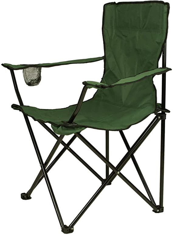 Nexos sett med 2 fiskestol fiskestol sammenleggbar stol campingstol sammenleggbar stol med armlener og koppholdere praktisk, robust, lys mørkegrønn