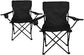 Nexos sett med 2 fiskestoler, sammenleggbare stoler, campingstoler, sammenleggbare stoler med armlener og koppholdere, praktisk, robust, lys svart