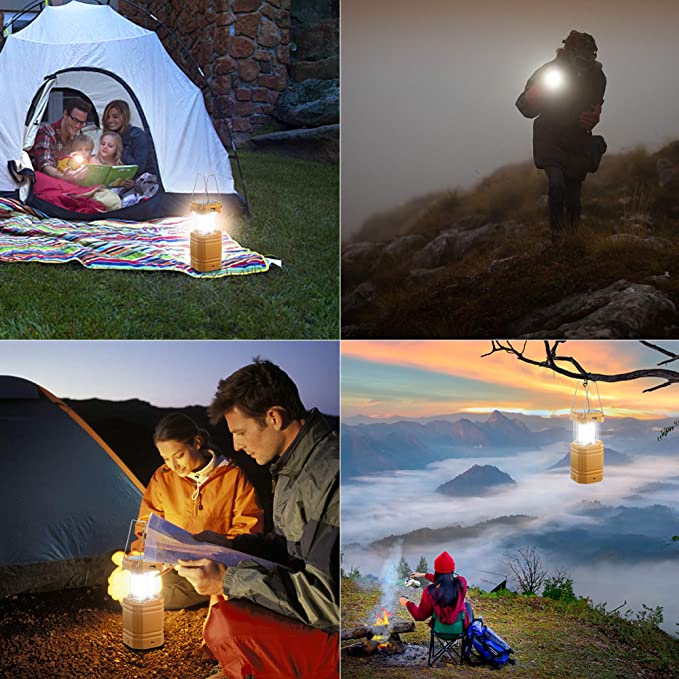 Solar Camping Håndsveiv Lantern, bærbar Ultra Bright LED-lommelykt med oppladbart batteri