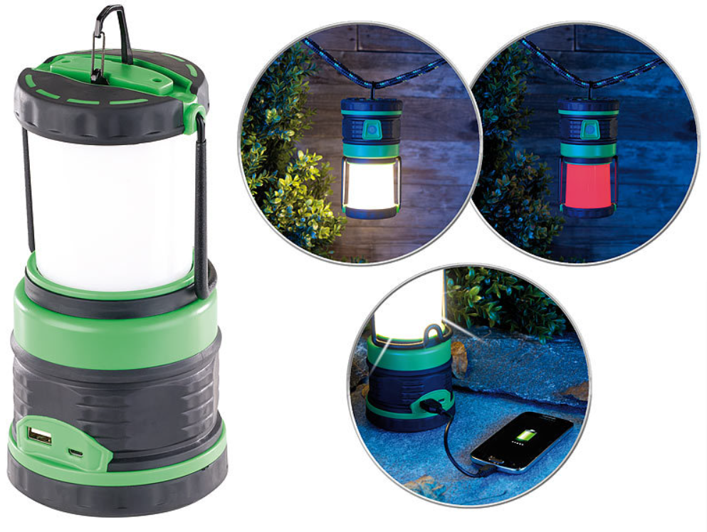 3 i 1 lys: lanterne, taklys og strømbank - nødstrøm/nødlys - nødstrømkilde - 3600 mAh - LED - campinglys/campinglanterne - batteri/nødbatteri - USB - nødstrømbank - kraftstasjon