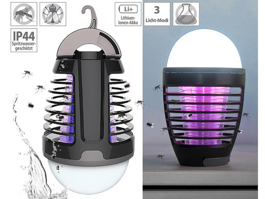 2 i 1: insektdreper og dimbar lanterne - insektbeskyttelse - lys/lampe/lanterne - batteri/USB-tilkobling - nødlys - insektlampe - campinglys - elektrisk - nødbeskyttelse