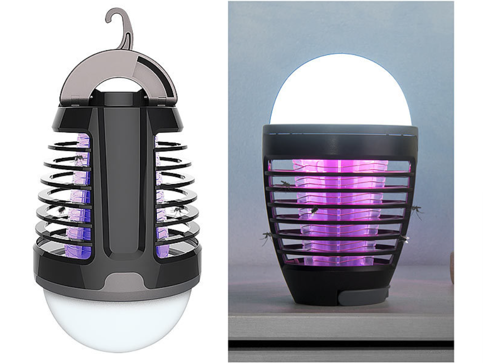 2 i 1: insektdreper og dimbar lanterne - insektbeskyttelse - lys/lampe/lanterne - batteri/USB-tilkobling - nødlys - insektlampe - campinglys - elektrisk - nødbeskyttelse
