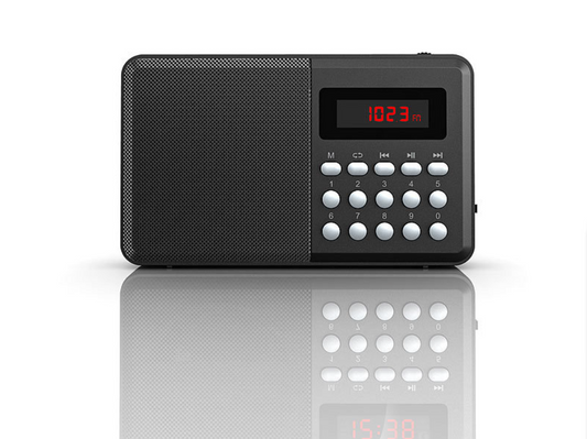 Radio/nødradio - antenneradio - Bluetooth-funksjon - høyttalerboks - musikkboks - nødradio - nødmottak - MP3-spiller - USB, microSD - batteri - antenne - miniradio - campingradio/campingboks