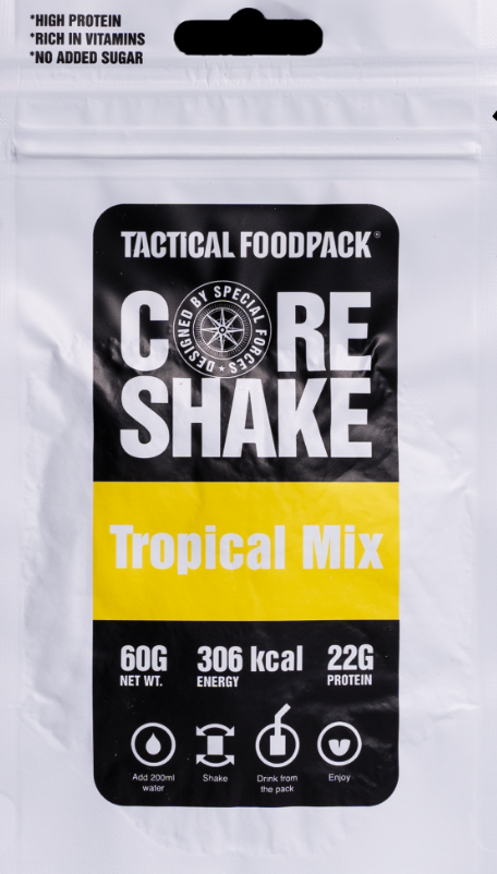 Core Shake Tropical Mix - Brus - Nødrasjon - Matrasjon - Nøddrikk - Nødforsyning - Nødpakke/matpakke - Matrasjon - Overlevelsesrasjon - Overlevelsesmat - Næringsstoffer/ernæring Energidrikk -